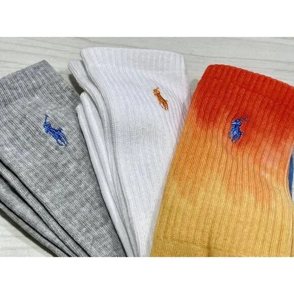 New POLO Ralph Lauren Beach Tie-Dye Crew Sock 3 Pack Women's (Size 4-10-1/2) - Picture 2 of 7